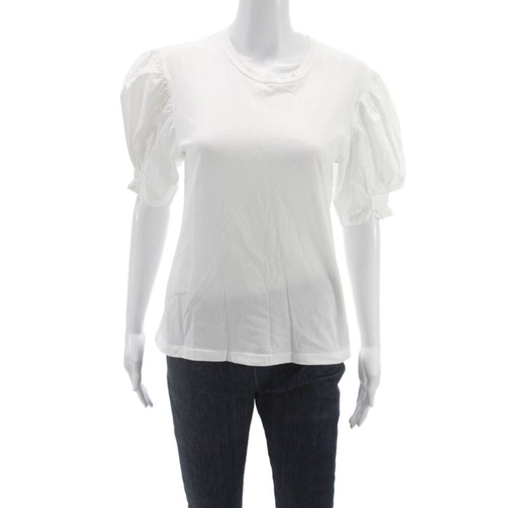 A.L.C. Womens White Cotton Crew Neck Basic T-Shirt Short Sleeve Size S